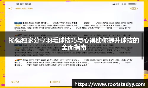 杨强独家分享羽毛球技巧与心得助你提升球技的全面指南